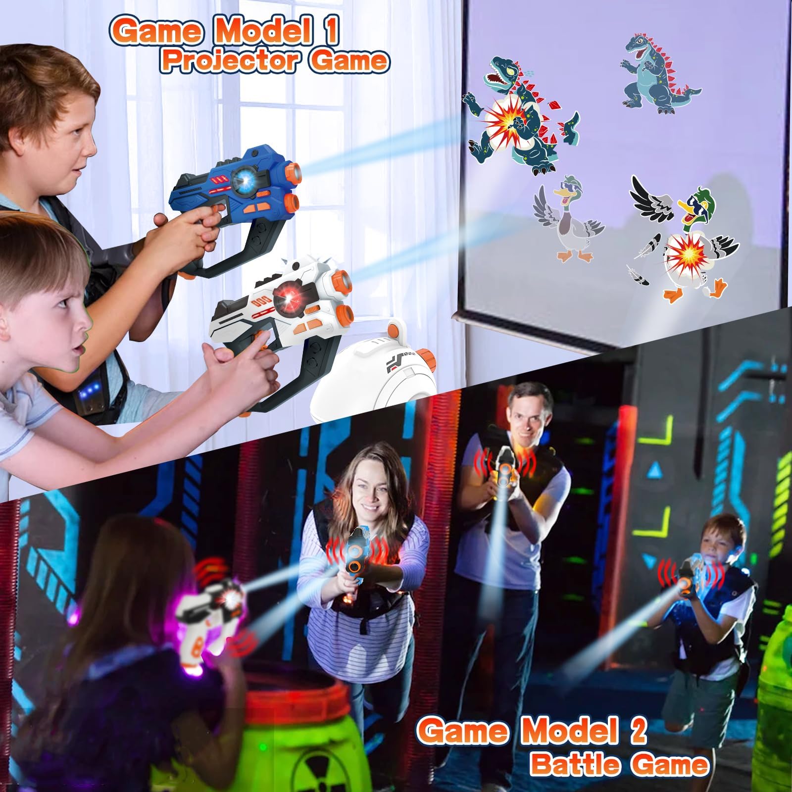 HISTOYE Laser Tag Guns Set of 2 with Projector Shooting Game for Kids Teens