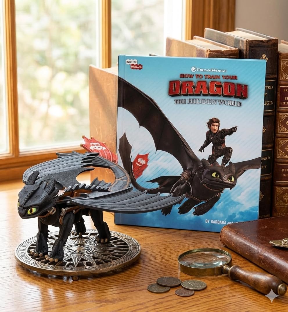 DreamWorks How to Train Your Dragon Toothless 3D Wood Puzzle Model Kit (41 Pcs) with Book - Build & Paint Your Own 3-D Dragon Figure Toy No Glue