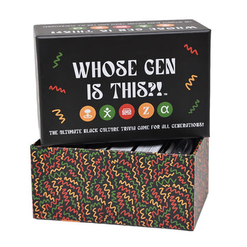 Whose Gen Is This?! - Black Culture Trivia Card Game | Fun Multi-Generational Party Game for Adults & Teens | 5 Categories | 250 Trivia Cards & Sand