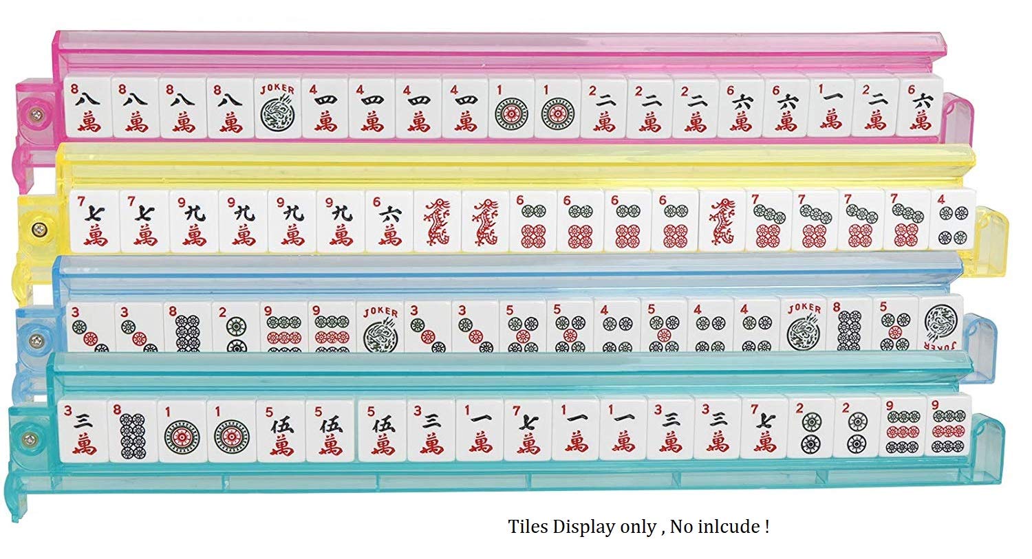 C&H Solutions ~ Acrylic Mahjong Mah Jongg Rack and Pusher Combo ,Mah Jong Combo Racks- Multi - Color - Set of 4