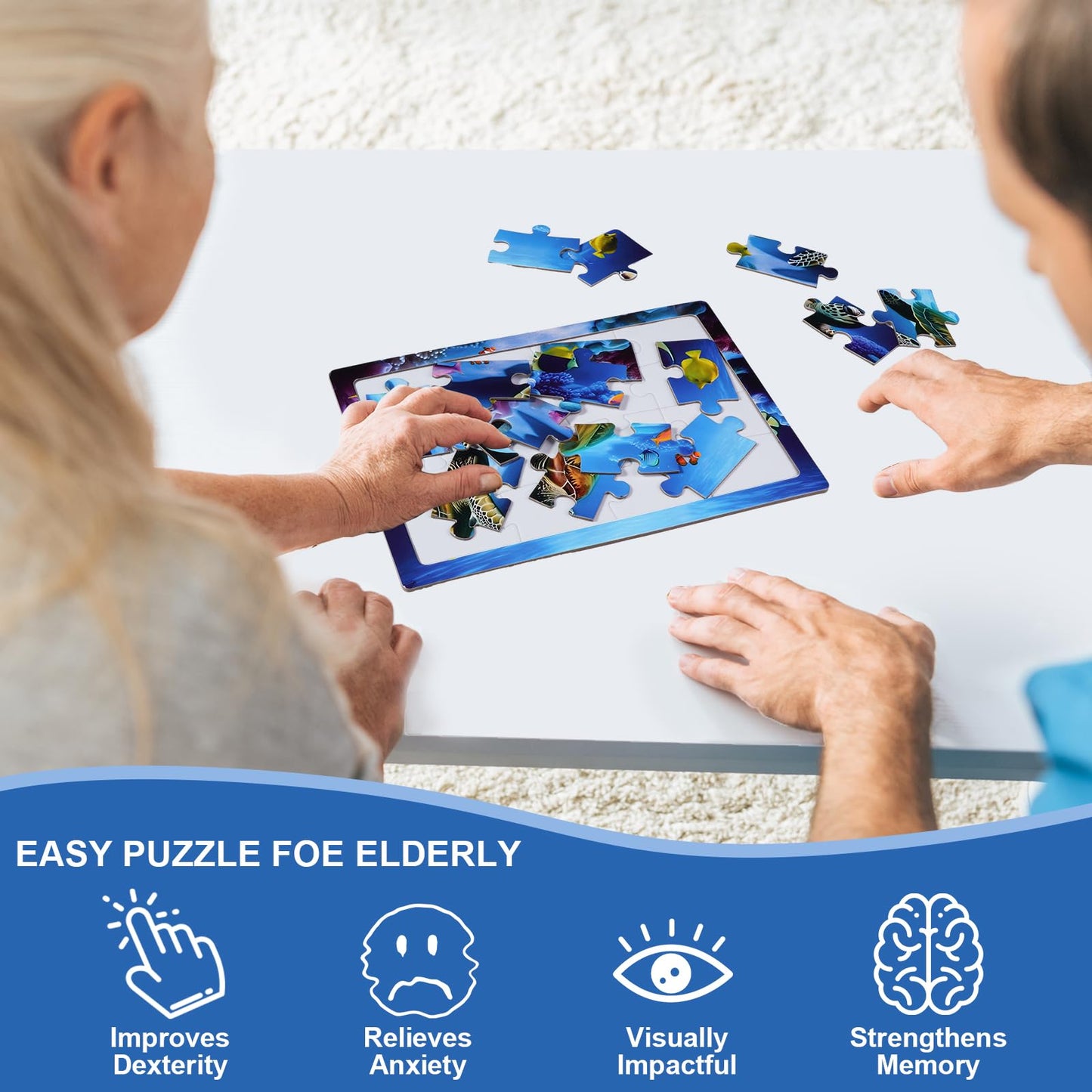 4 Pack 16 Large Piece Puzzles Dementia Alzheimer's Products and Activities - Memory Game for Patients in Nursing Home - Easy Puzzle for Adults