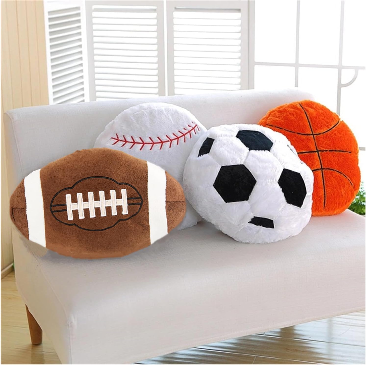 13.7'' Soccer Ball Pillow Fluffy Football Plush Pillow Throw Pillow Soft Stuffed Soccer Ball Plush Pillow Toy Durable Round Soccer Ball Shaped Pillow