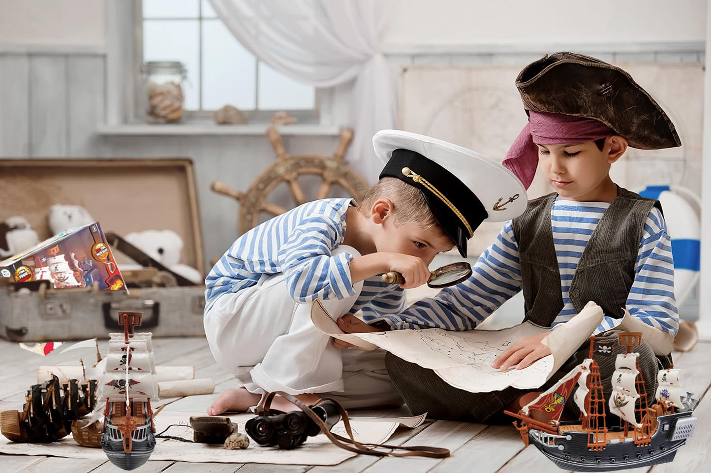 The Dreidel Company 10 inch Pirate Boat Detailed Pirate Ship Adventure Playset, Pirate Toy, Pirate Party Favor, Excellent for Children Ages 3+