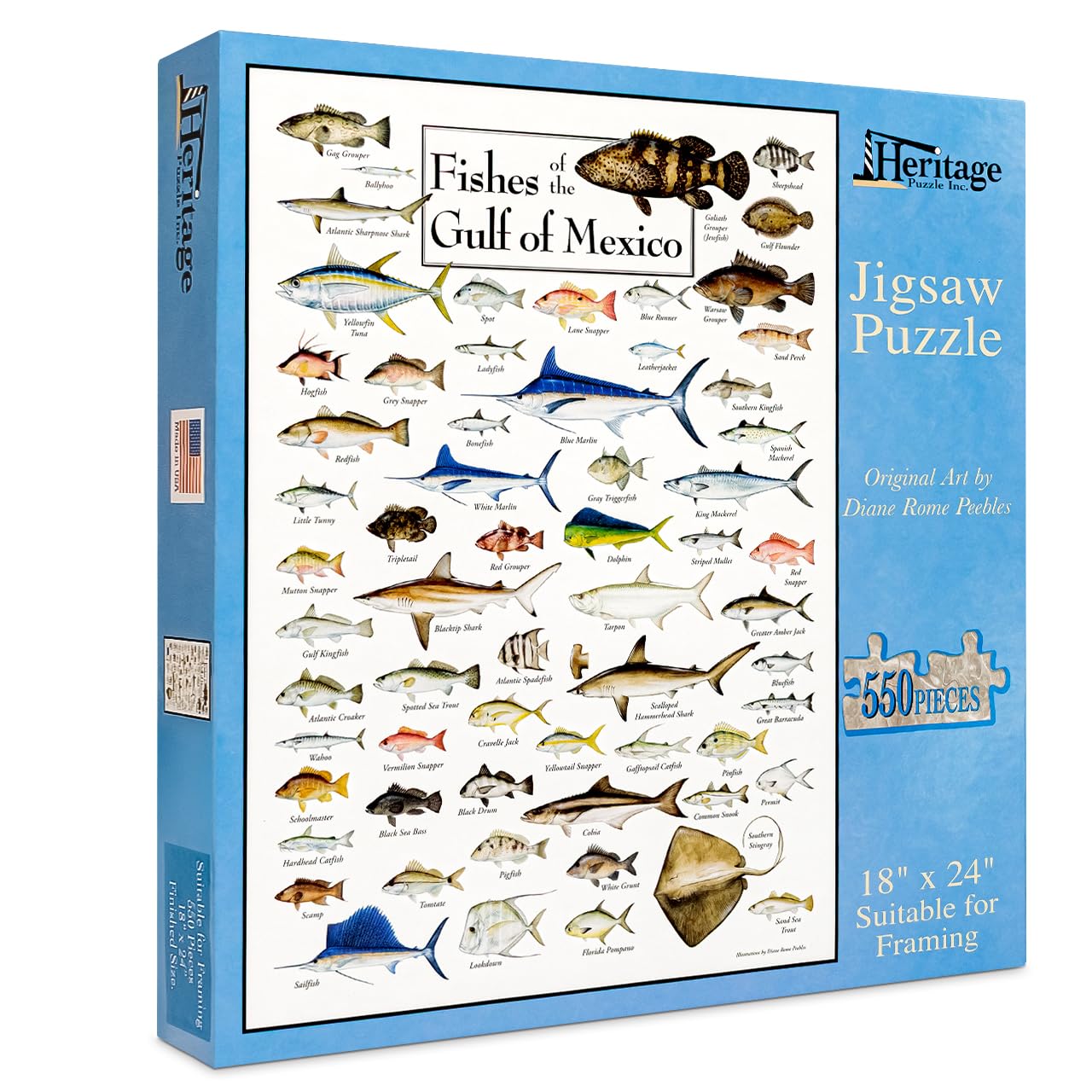 Heritage Puzzle Fishes of The Gulf of Mexico by Diane Peebles 550 Pieces