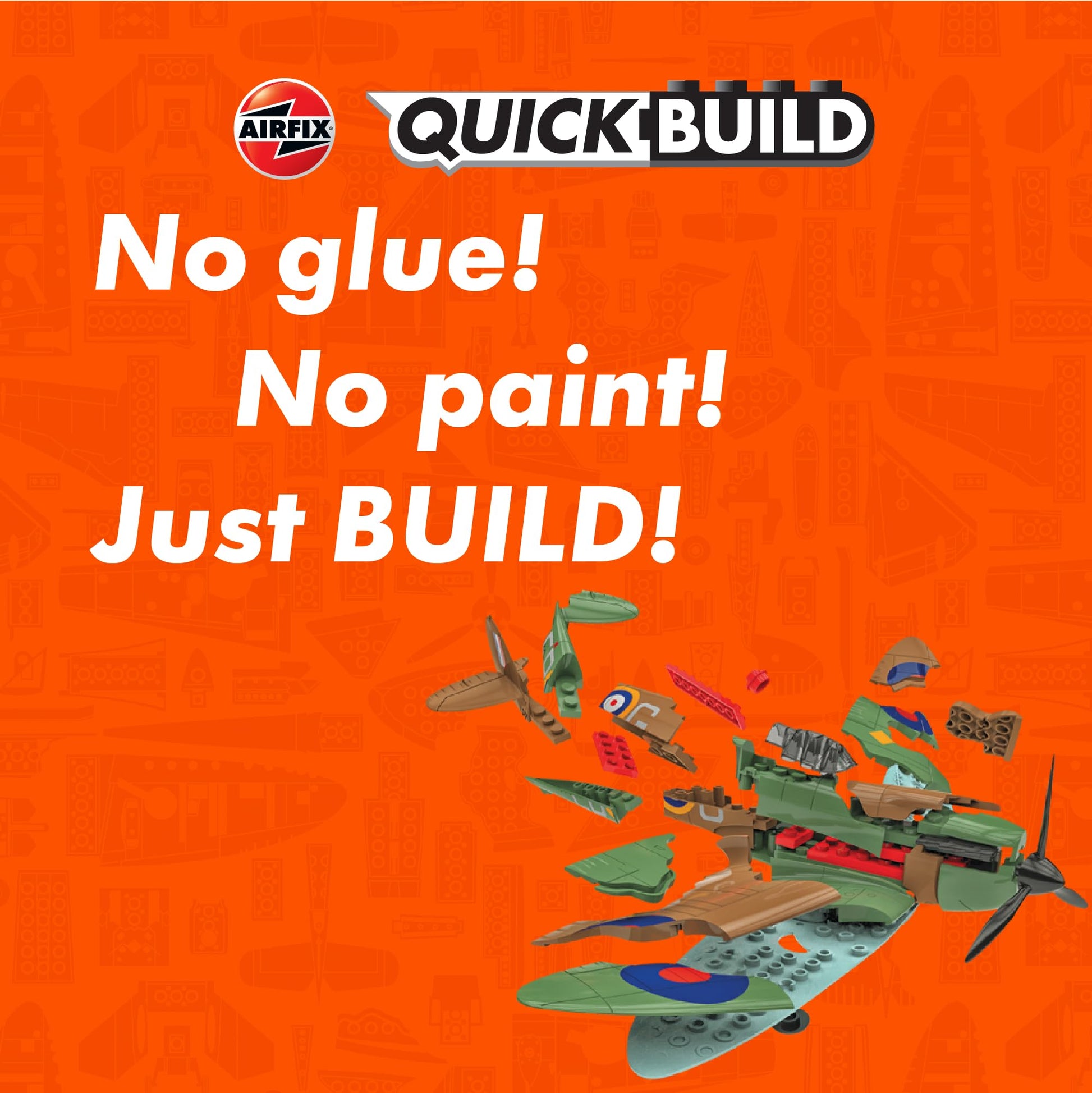 Airfix J6000 Quickbuild Model Airplane Kits for Adults & Kids - Spitfire - Fighter Jet Plastic Model Kits, Block Building Sets, Snap Together Aircraft
