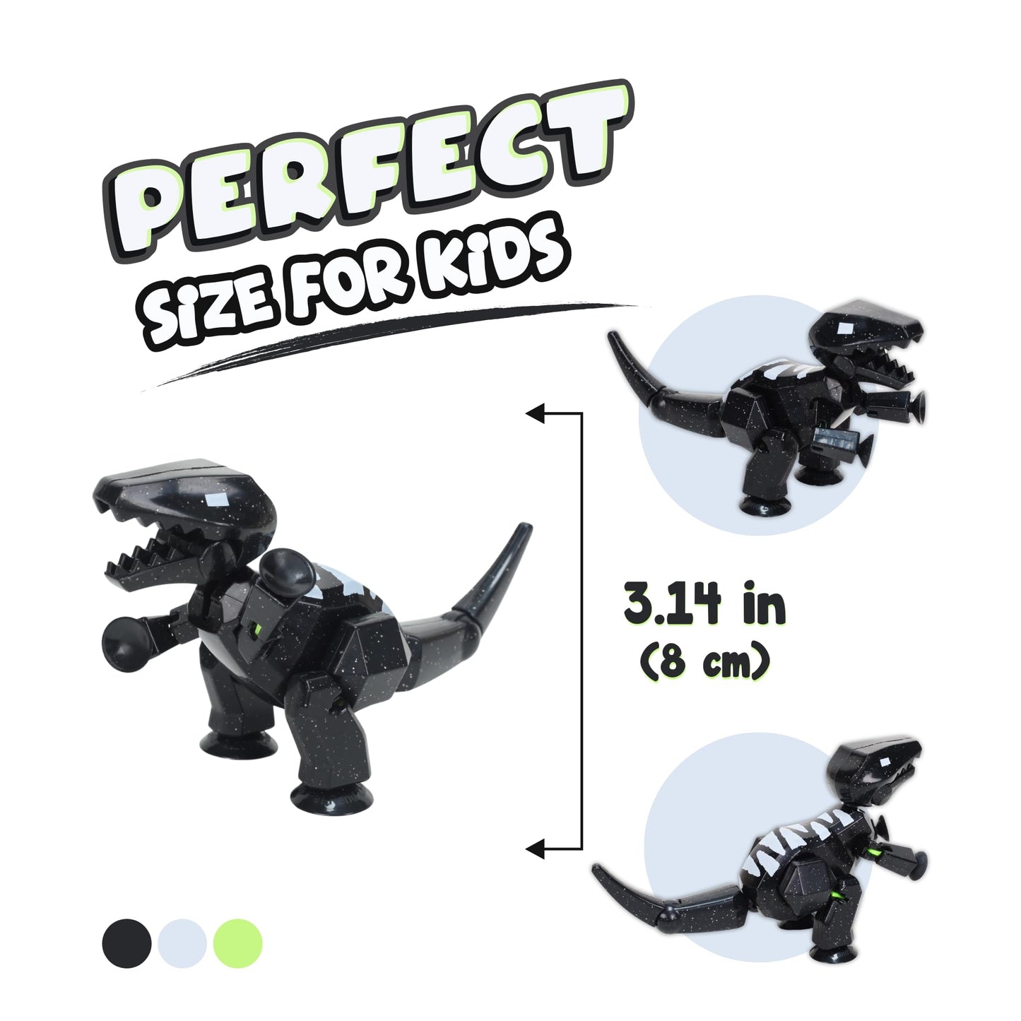 Zing Stikbot MEGA Dino Space Black T-REX - 6" Poseable Dinosaur Figure with Suction Cups, Stop Motion Animation Toy for Kids Ages 4+