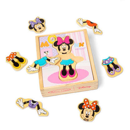 Melissa & Doug Disney Minnie Mouse Dress-Up Puzzle, 18 Pieces Mix and Match Outfits, Sorting & Matching Toy with Storage Case, Educational Puzzle for