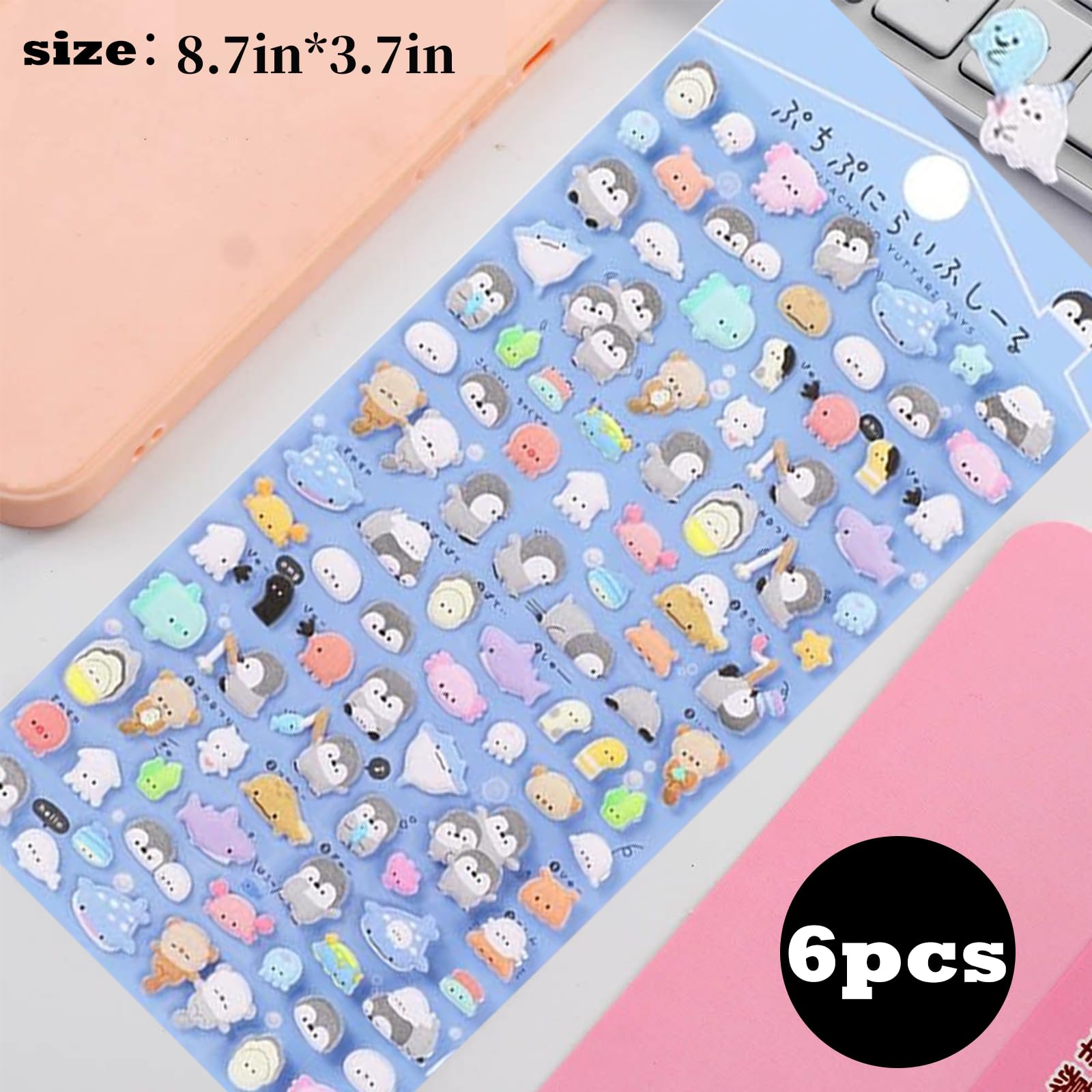 600+ Cute Mini Puffy Stickers Set Small 3D Stickers for Tiny Stickers for Phone Case Notebook Scrapbooking Pack of Varied Designs Dog Cat Penguin