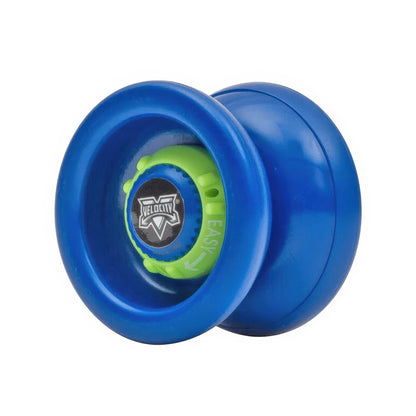 YoyoFactory Adjustable Velocity High-Performance YoYo Black with Blue Dial - Adjusts for Beginners and Pro - Stainless Steel Bearing - Includes Spare