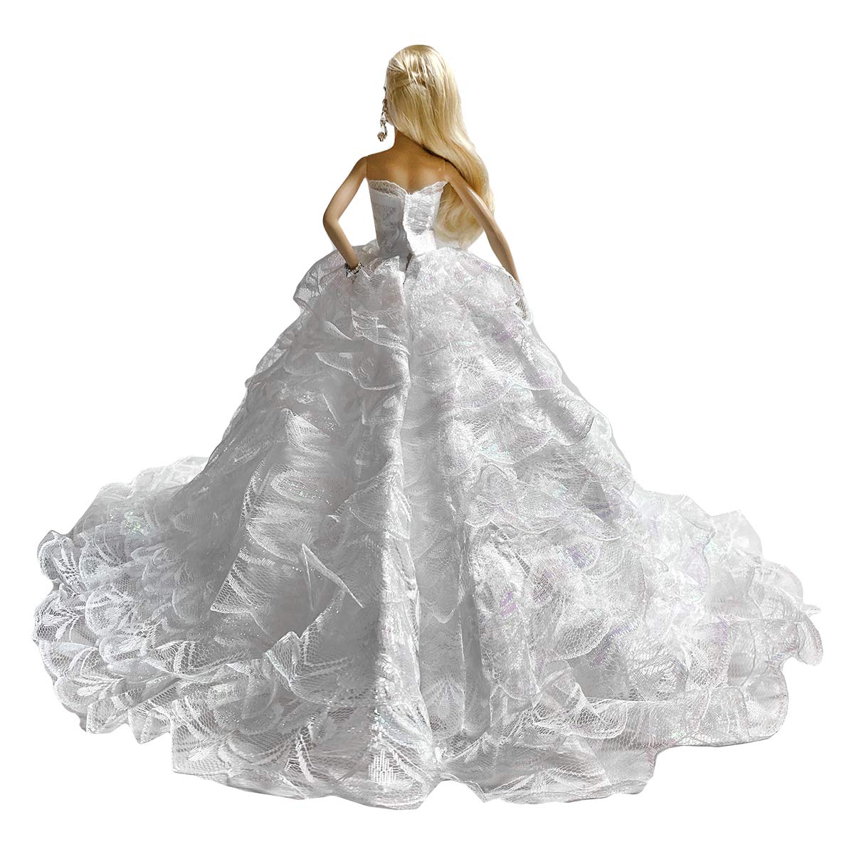 Peregrine Romantic Shell White Ball Gown Strapless Layers of Organza Wedding Dress for 11.5 inches Dolls