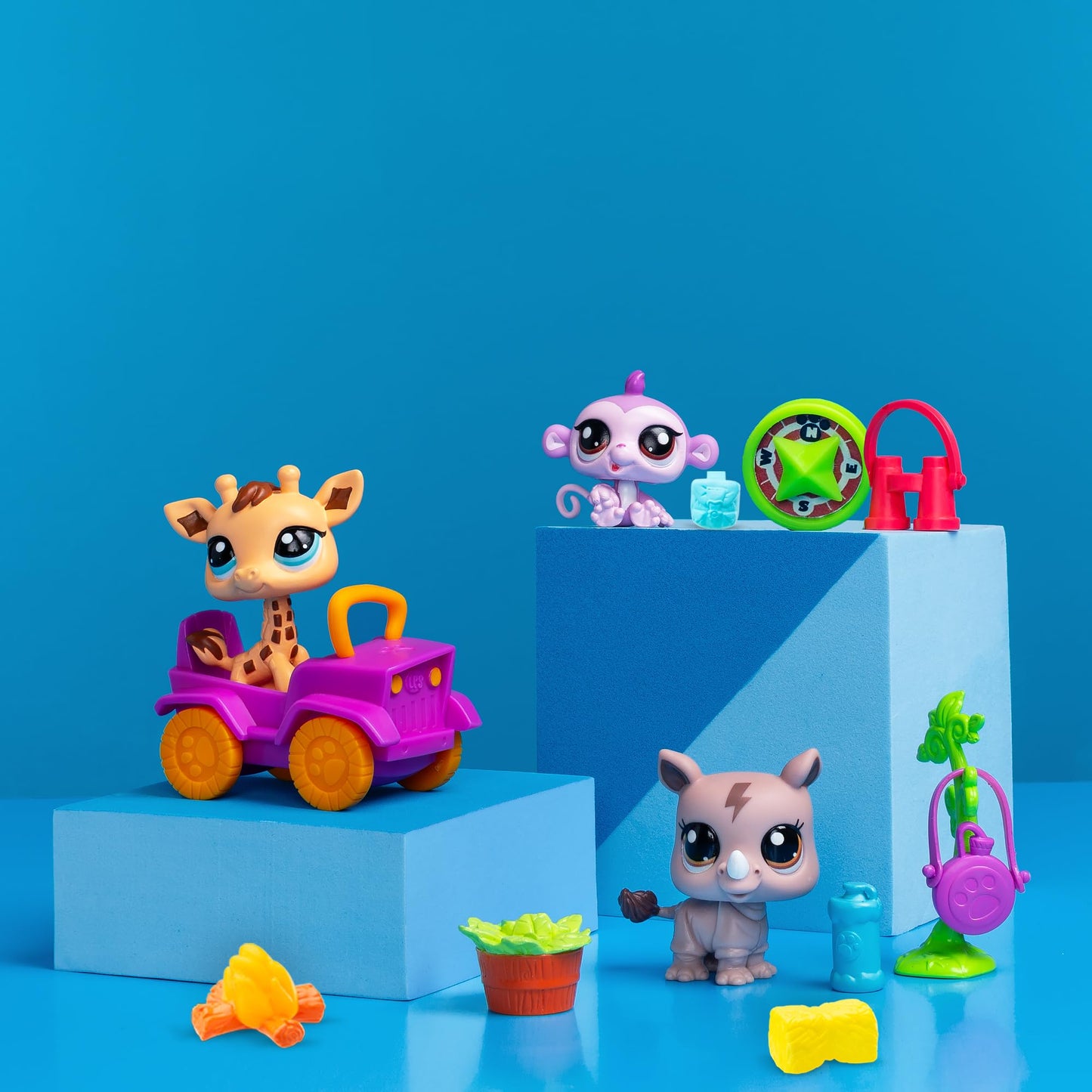Littlest Pet Shop, Safari Play Pack - Gen 7, Pets #53,#54, #55, Authentic LPS Bobble Head Figure, Collectible Imagination Toy Animal, Kidults, Girls