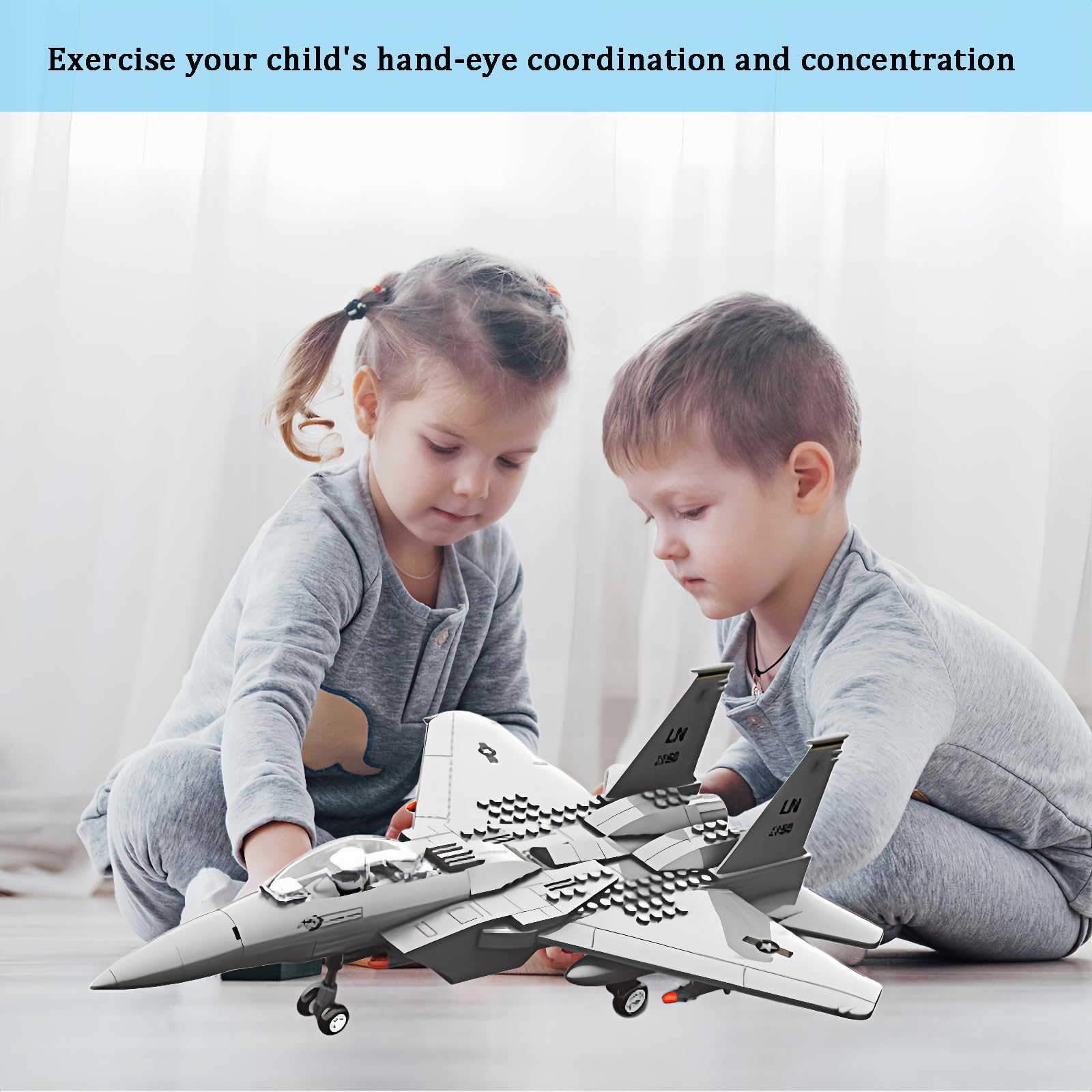 Military F-15 Eagle Fighter Jet Compatible with Lego, 270 Pieces Toy Plane for Kids 10+ and Adults, Army Airplane Toys for Military Fans