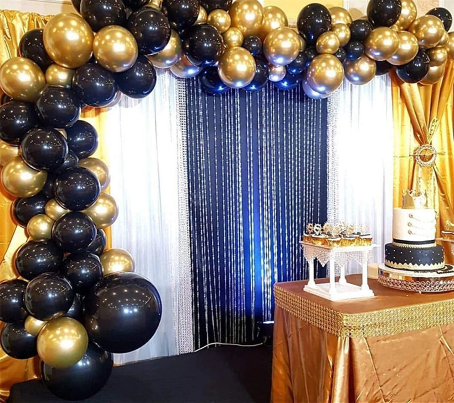 121 Pack Navy Blue Balloons Garland Kit Gold Balloons Different Sizes 18/12/10/5 Inch Party Balloon Kit Chrome Gold Balloons for Wedding Graduation
