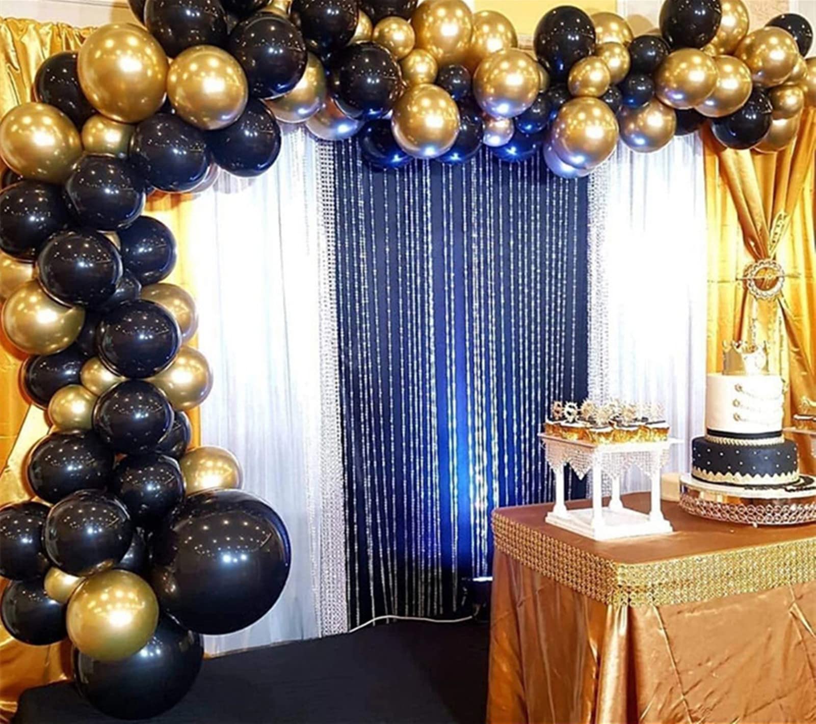 121 Pack Navy Blue Balloons Garland Kit Gold Balloons Different Sizes 18/12/10/5 Inch Party Balloon Kit Chrome Gold Balloons for Wedding Graduation