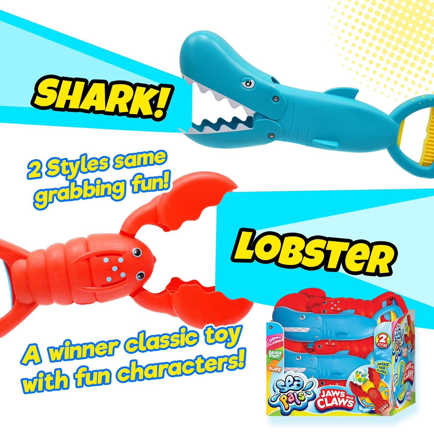 JA-RU Shark Sand Jaw & Claws Toy Big 13.5" (1 Shark) Plastic Sand Digger Grabber Toy Sand Toys & Beach Claw. Kids Beach Toys, Snow Toys, Kids Sandbox