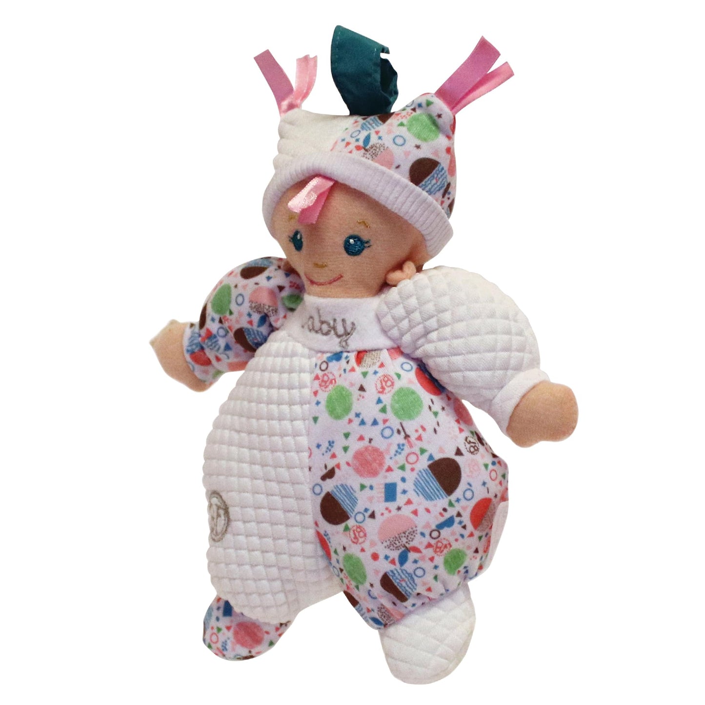 Baby's First: Hug & Luv Baby Doll - Quilted White Outfit, Attachable C-Ring, Machine Washable, Soft Cuddly Toy, Baby-Toddler-Kids Age 3 Months+