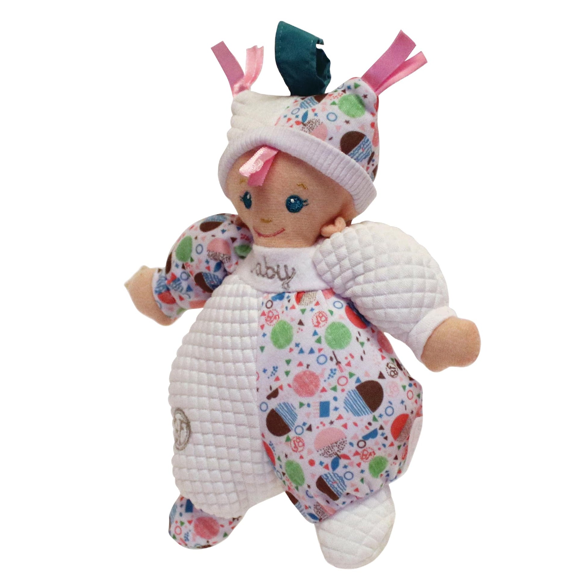 Baby's First: Hug & Luv Baby Doll - Quilted White Outfit, Attachable C-Ring, Machine Washable, Soft Cuddly Toy, Baby-Toddler-Kids Age 3 Months+