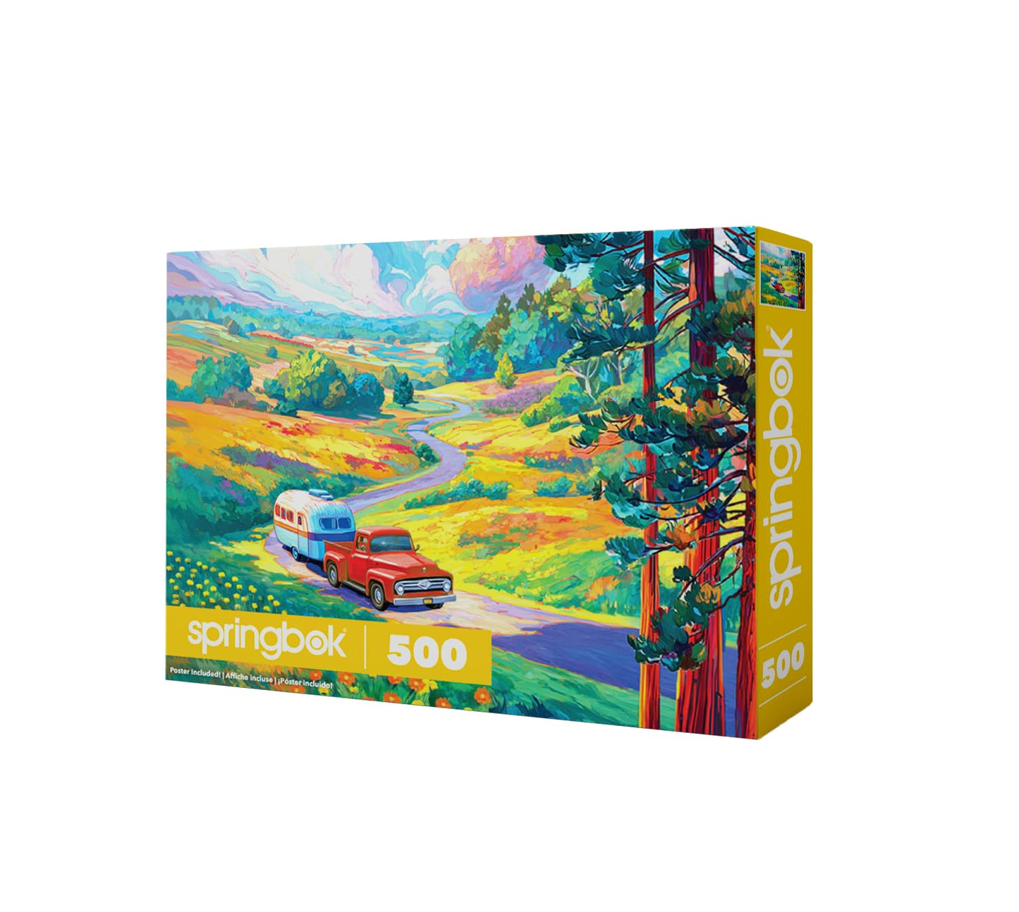 Springbok Road Trip 500 Piece Jigsaw Puzzle for Adults & Family - Poster Now Included - Vintage Travel Scene, Classic Car Adventure Art - Unique Cut