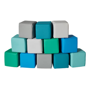 ECR4Kids SoftZone Patchwork Toddler Blocks, Foam Cubes, Contemporary, 12-Piece