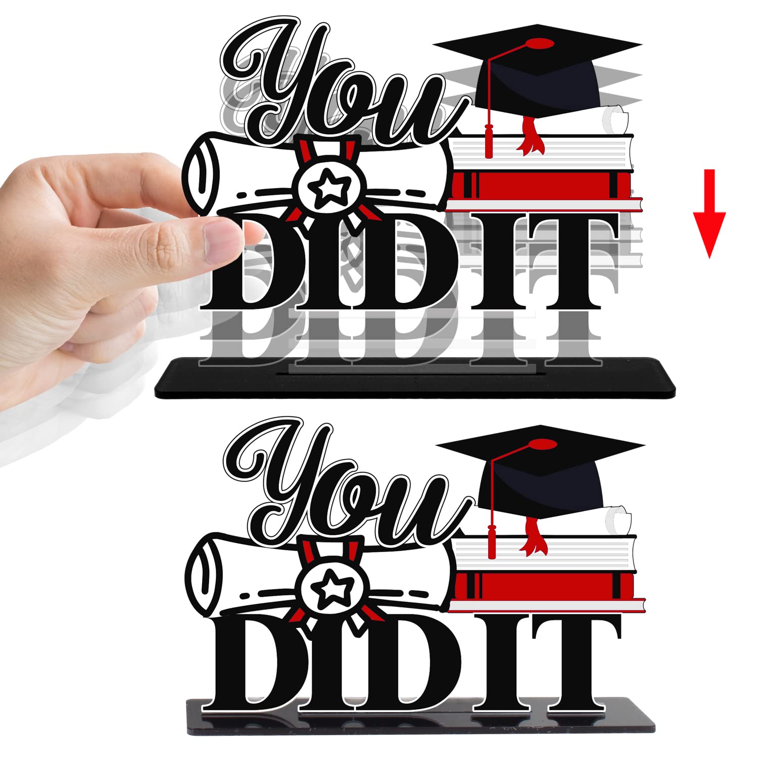 LINGTEER Class of 2026 Graduation Party Decorations - 3Pcs Congrats Grad 2026 School Graduation Acrylic Table Centerpieces Gift Stand Decorations