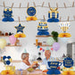 WINPOGEE 9Pcs Happy Retirement Decorations Table Honeycomb Centerpieces Party Supplies Blue Gold Retirement Adventure Awaits Sign for Men Retired
