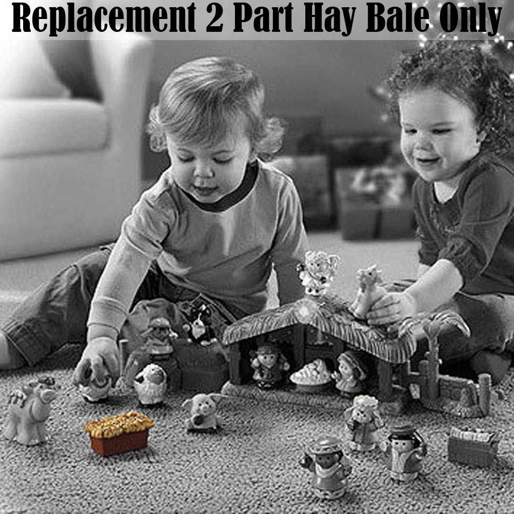Little People Replacement Part for Fisher-Price Manger Scene - N6010 ~ Christmas Story Playset ~ Replacement 2 Part Hay Bale