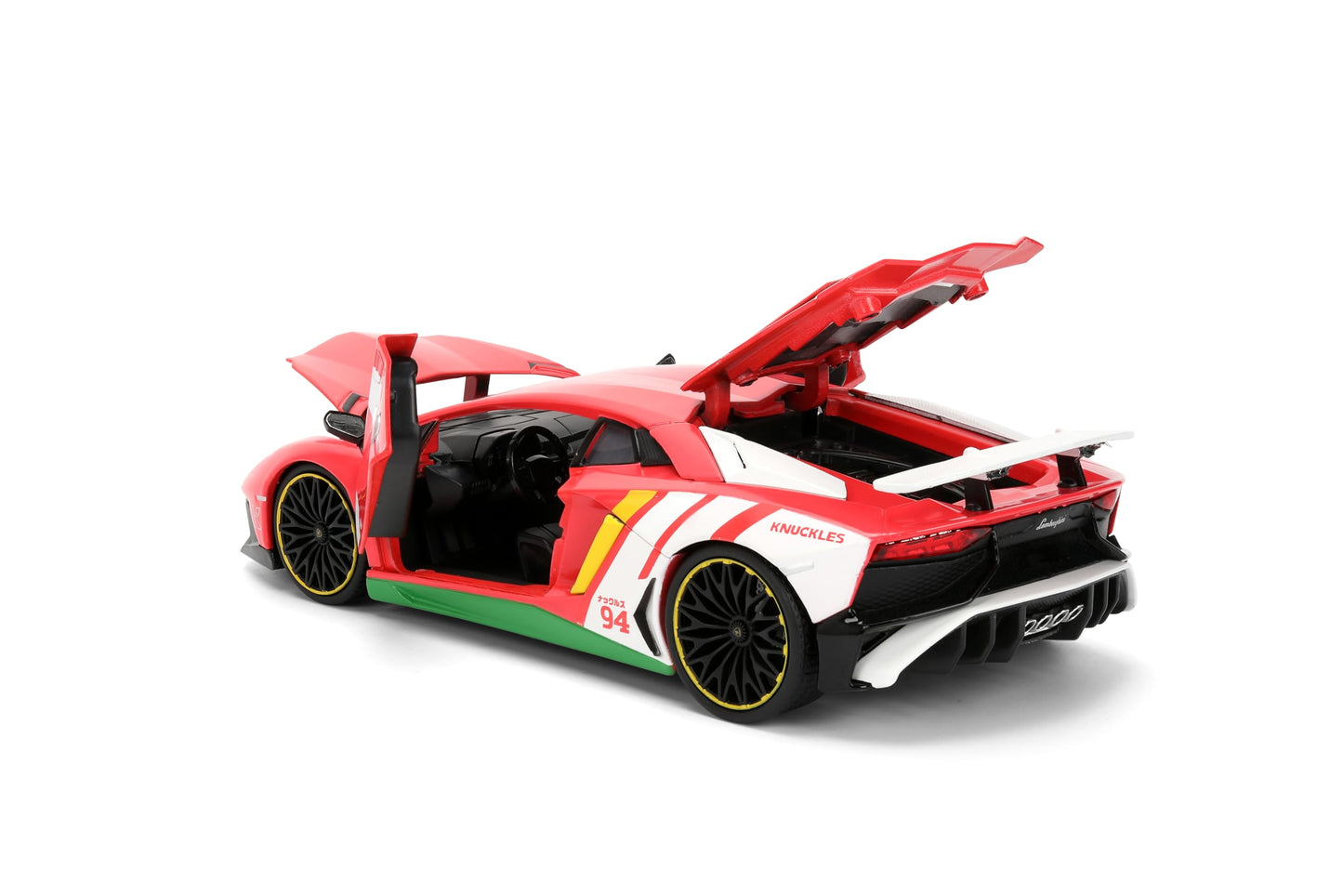 Jada Sonic Knuckles with Lamborghini Aventador SV - Hollywood Rides Die-Cast Vehicle & Knuckles Figure Toys - Opening Doors & Hood - Ages 8+
