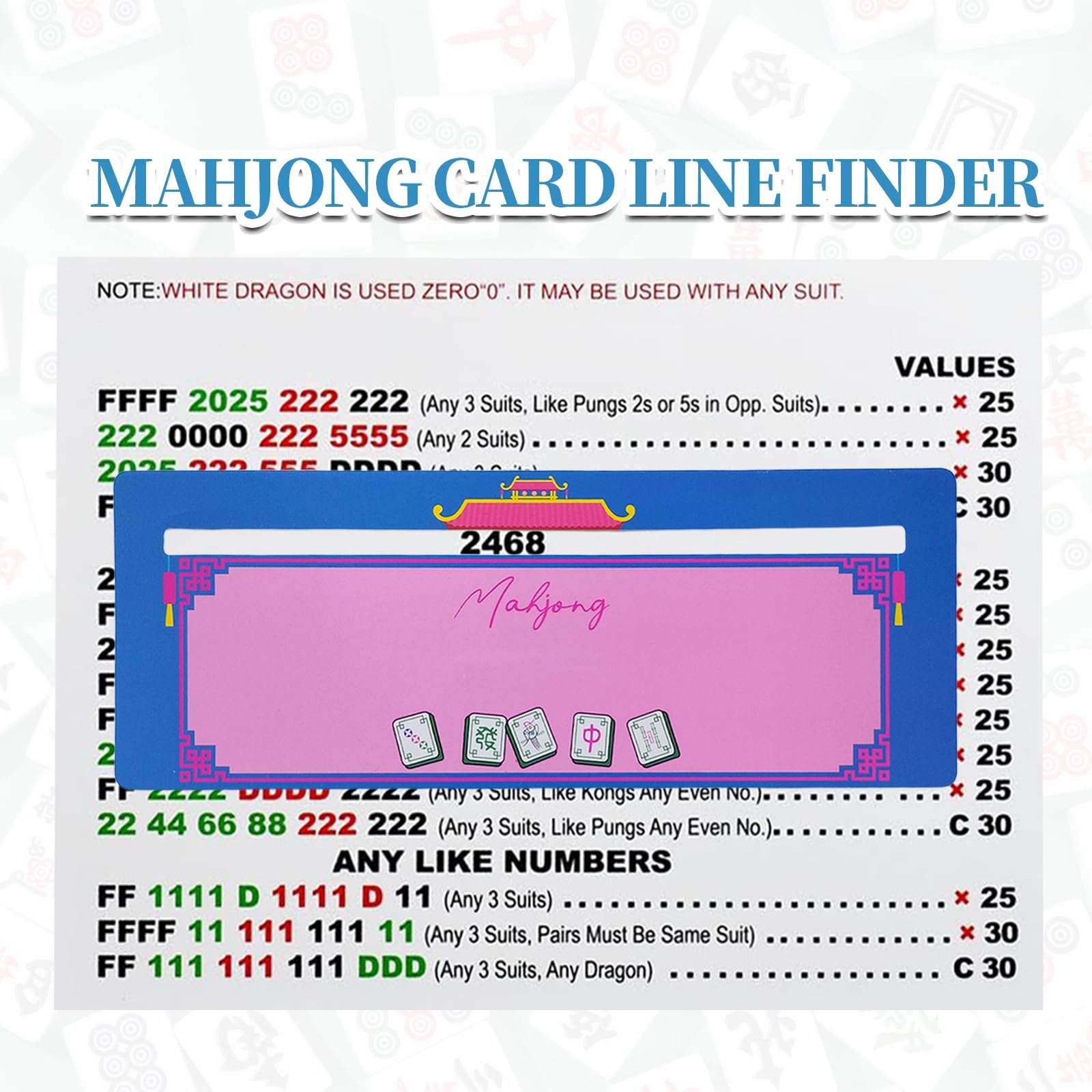 SZFHUMFT 4 Pcs Mahjong Line Finder - Suitable for Beginners and Experienced Players, Mahjong Line Reader, Ideal Gifts for Mahjog Lovers (Multicolor)