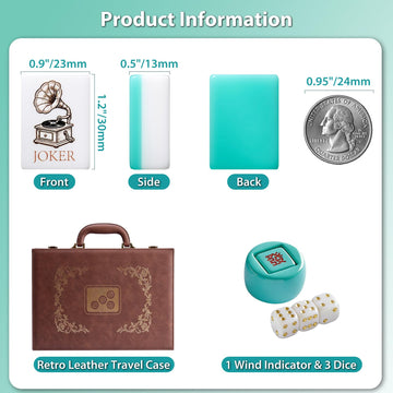 Color Al chemist American Mahjong Tile Set, 166 Vintage-Inspired Acrylic Engraved Tiles with Wind Indicator & Dice, Retro Leather Travel Case |