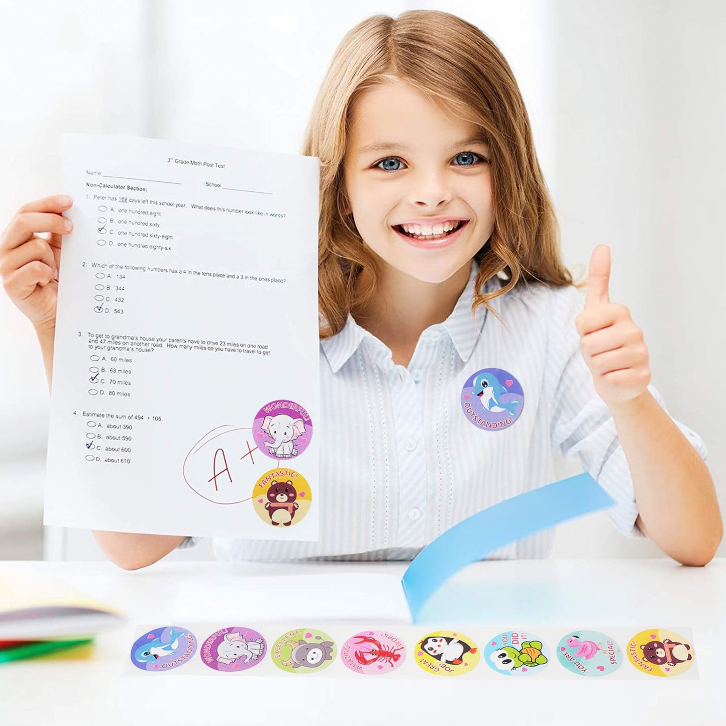 KELOOF 2 Rolls Reward Stickers for Kids Classroom,1000 Pieces Motivational Stickers for Teacher School Home Office and Party (16 Designs,1" in