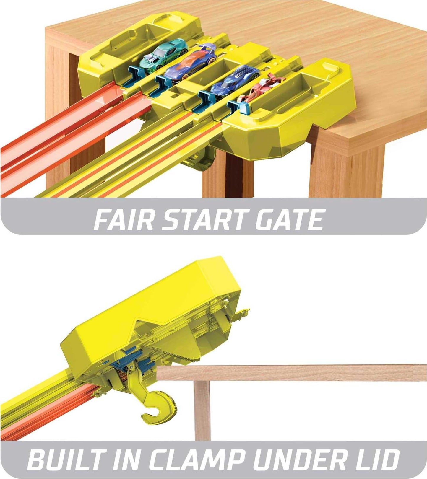 Hot Wheels Toy Car Track Builder Playset, Multi-Lane Speed Box, 18 Component Parts with Storage & 2 1:64 Scale Vehicles