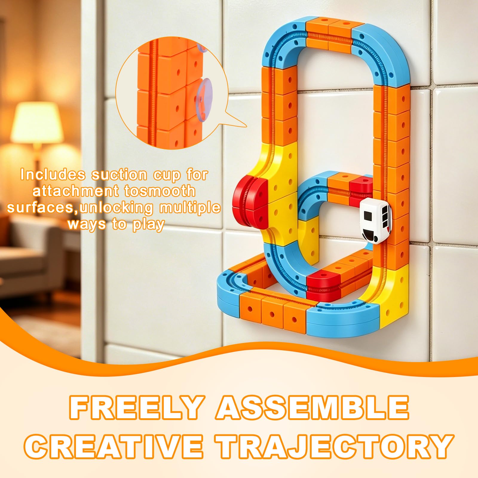 GtuiBugt 146PCS DIY Electric Orbital Car Toy Set Gift for Kids 3+