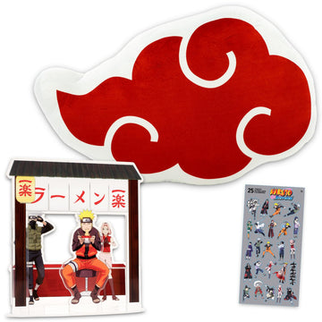 Naruto Plush Travel Pillow for Kids - Bundle with Plush Pillow Sham for Kids Bedroom Accessories Plus Figurative Stand, Stickers | Naruto Travel