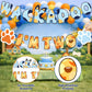 ESKOMIO 2nd Birthday Party Banner Blue Dog Birthday Themed Party Decoration Supplies Banner for Boys and Girls