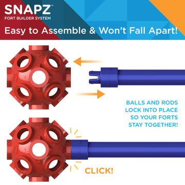 SNAPZ Ultimate Fort Builder Kit for Kids 8-12 - Sturdy Fort Building Kit for Kids 4-8 - Make & Build Ball & Stick Fort Set - Indoor STEM Tent Fort
