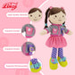Linzy 15" Learn to Dress Stuffed Doll with Grey Jacket, Educational Montessori Doll for Toddlers, Soft Buckle Toy Gifts for 2 Year Old Girls