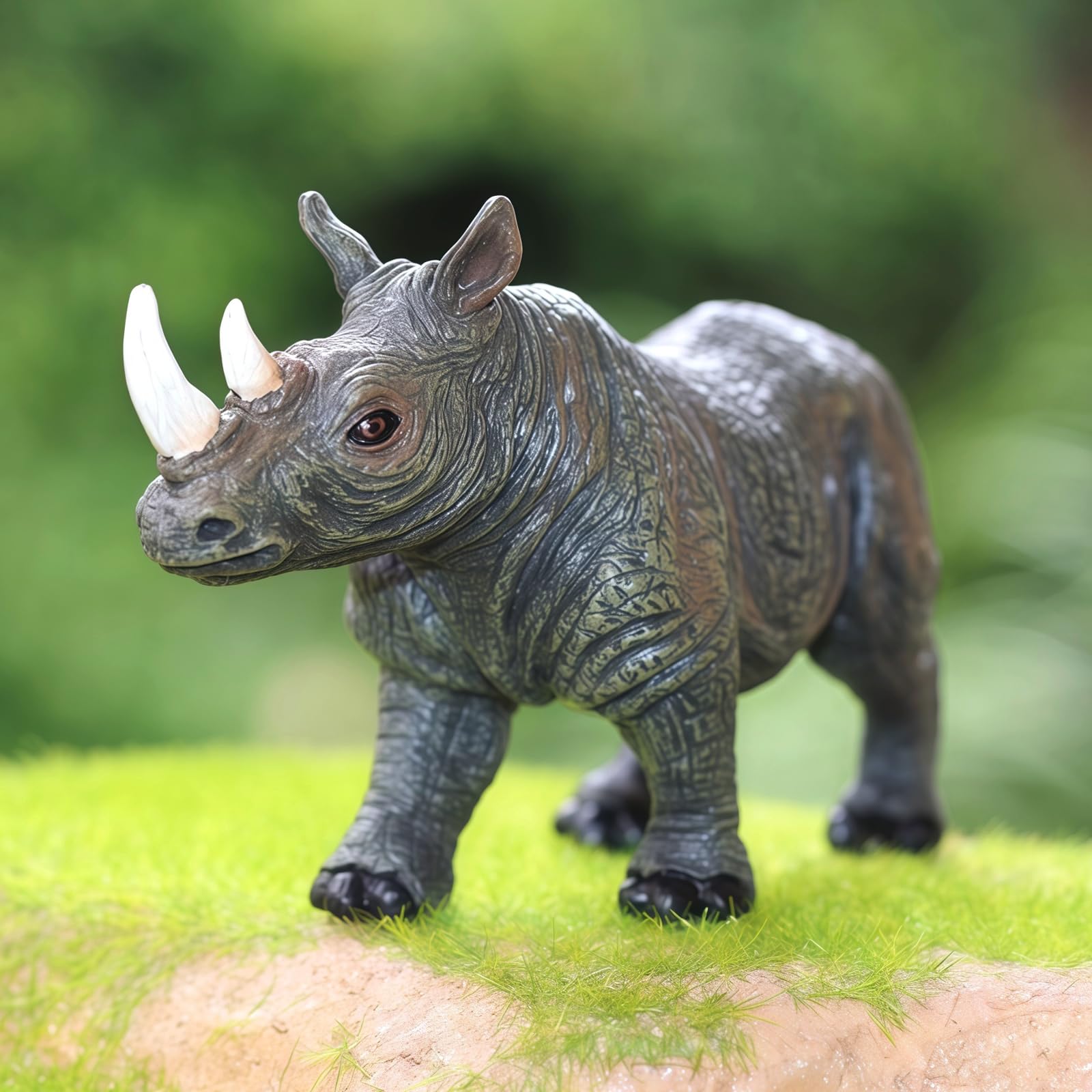 Gemini&Genius Rhino Animal Toy, Rhinoceros Figurine Toy, Wildlife World Action Figure, Great Gift, Collection, Cake Topper, Storytelling Prop and Room