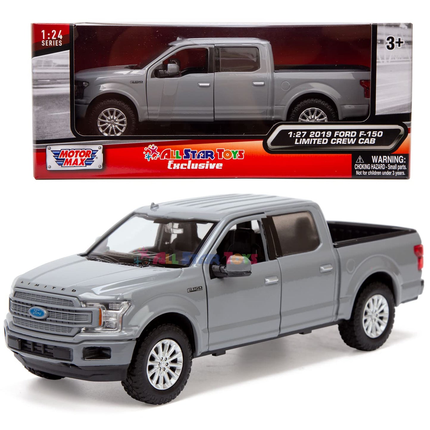 Motormax All Star Toys Exclusive 2019 Ford F-150 Limited Crew Cab Pickup Truck Abyss Gray 1/27 Diecast Model Car 79364 Grey
