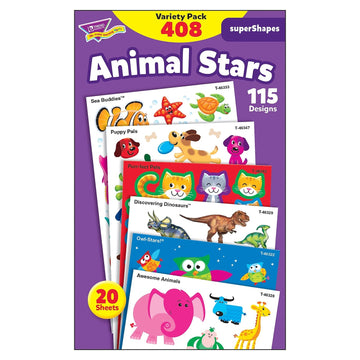 Trend Enterprises Trend Animal Fun Stickers Variety Pack, Multicolor (46928)