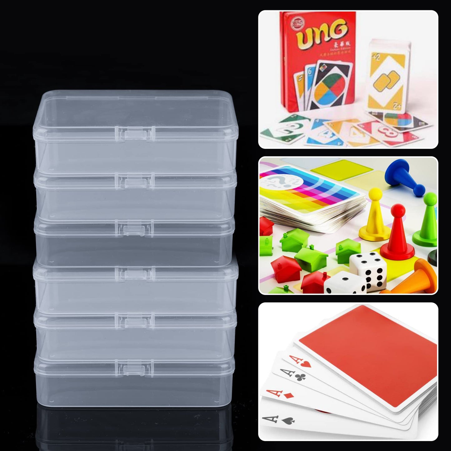 Playing Card Deck Cases 8Pcs Clear Plastic Playing Card Boxes Snaps Closed Poker Gaming Holder Plastic Storage Box Trading Card Box Card Storage