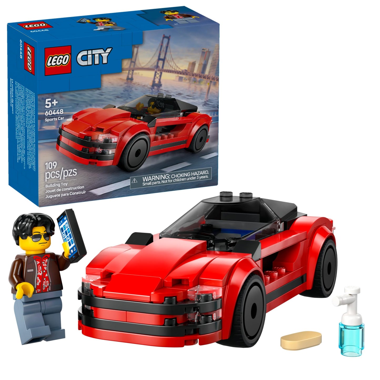 LEGO City Red Sports Car Toy - Building Toy for Kids, Boys and Girls, Ages 5+ - Educational Gift for Birthdays and Holidays - Includes Driver