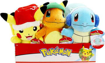 Pokemon Pikachu Holiday Seasonal Plush, 8-Inch Pokemon Plush Toy, Includes Santa Hat Accessory - Super Soft Plush, Authentic Details - Perfect