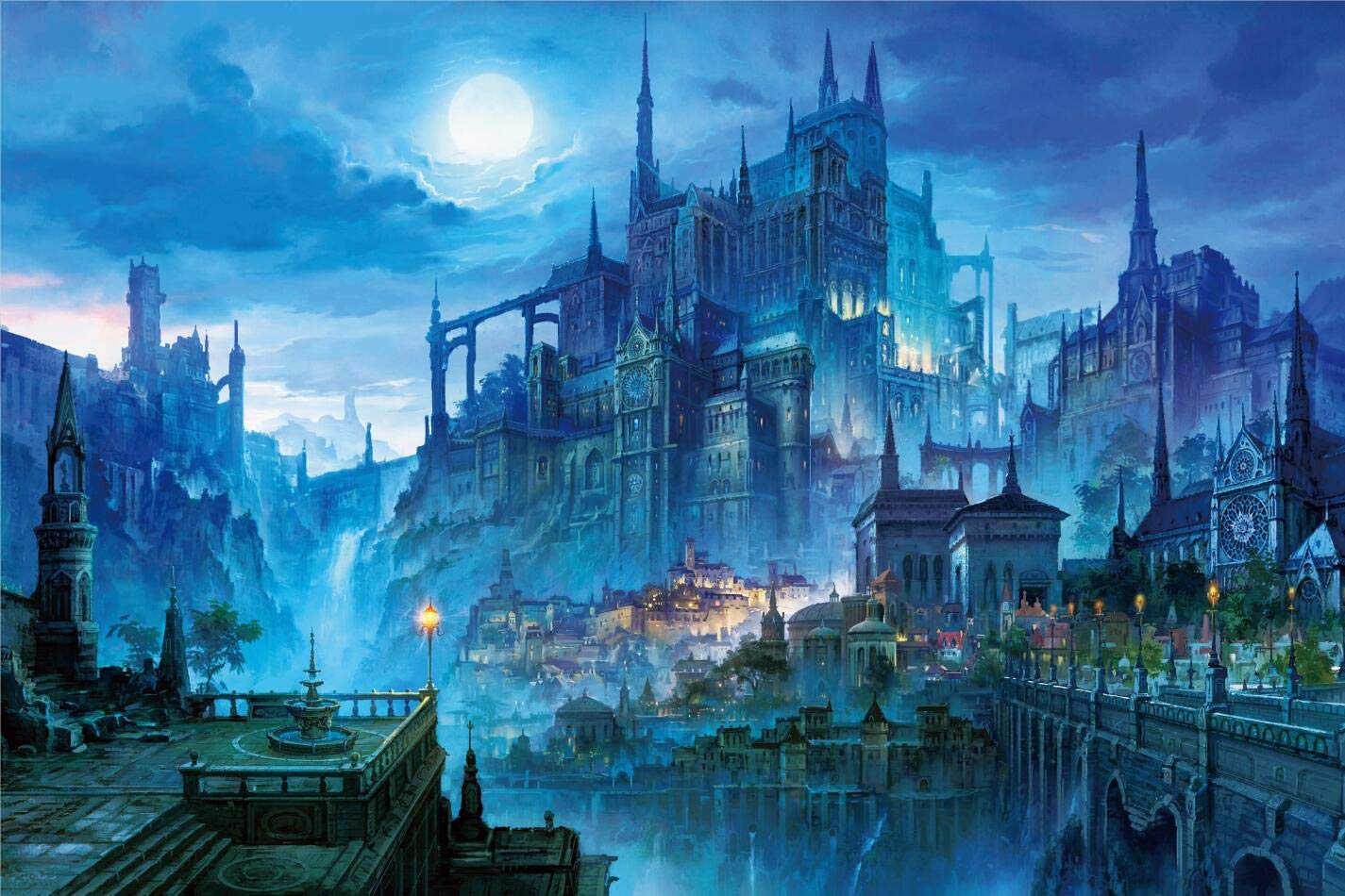 InGooooD- Tranquil Series- Castle in The Night- Basswood Jigsaw Puzzles 1000 Pieces for Adult
