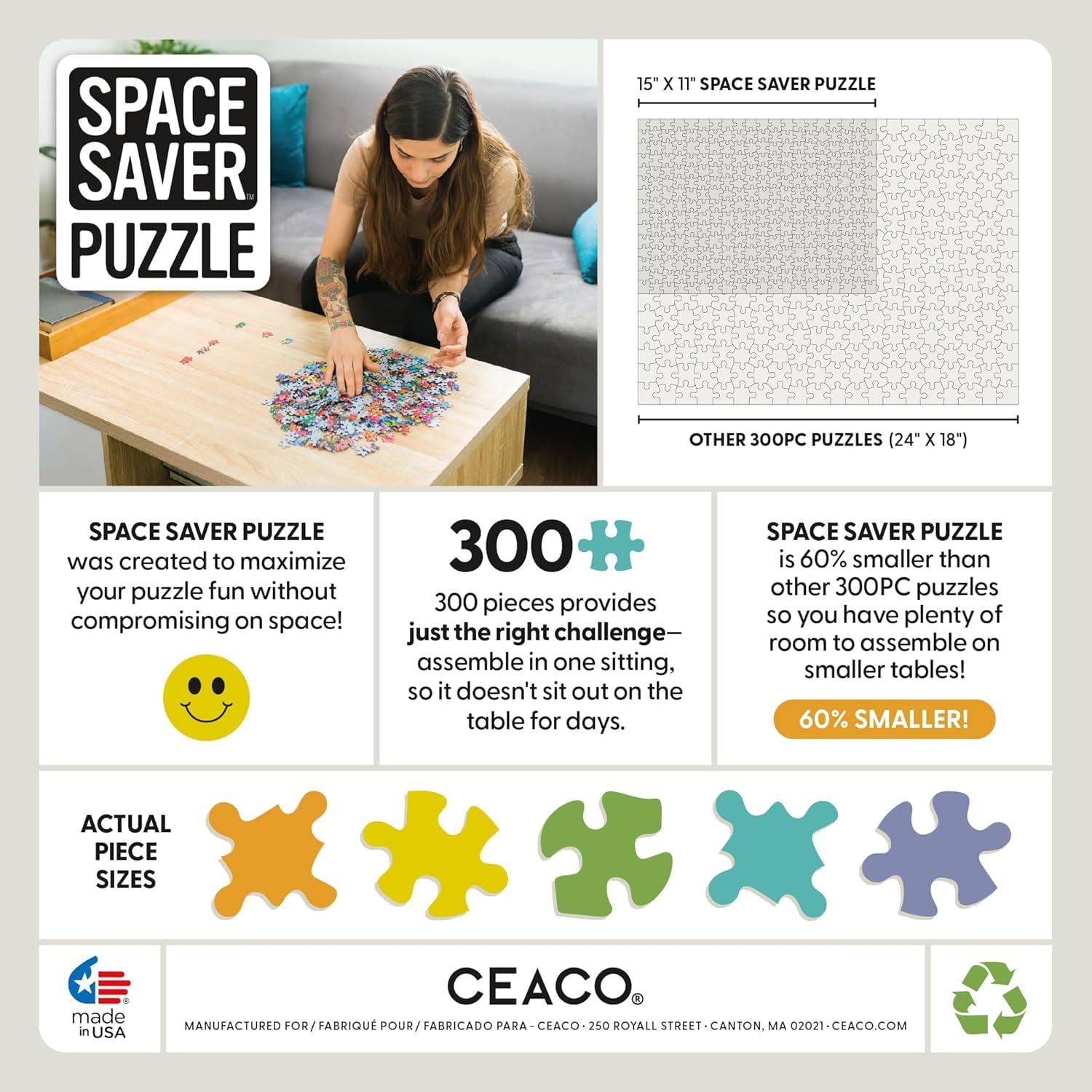 Ceaco - Mystic Moth Lady - 300 Piece Jigsaw Space Saver Puzzle - Puzzles for Smaller Spaces and Surfaces