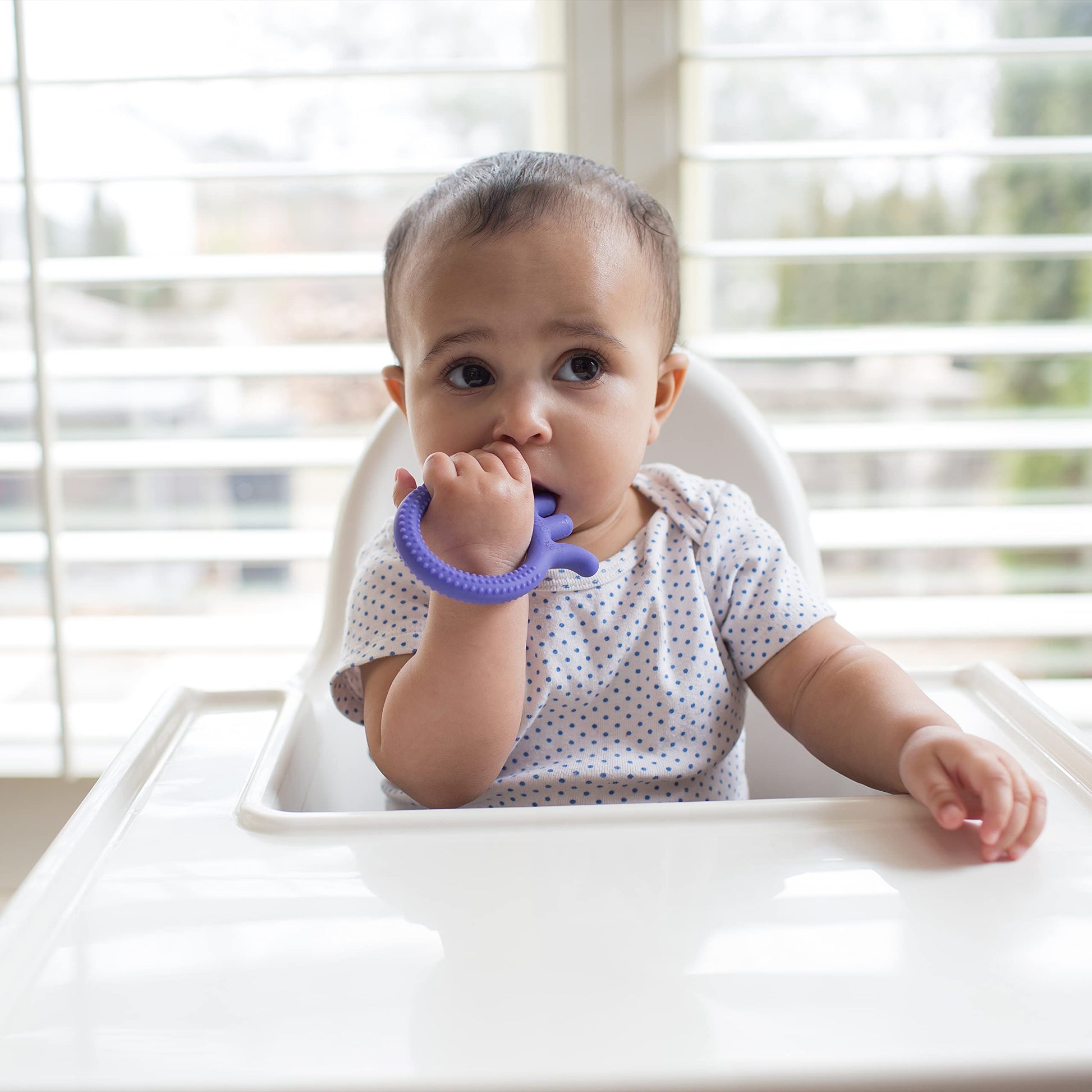 Dr. Brown's Flexees Friends Purple Octopus, Soft 100% Silicone Baby Teether, BPA Free, 3m+