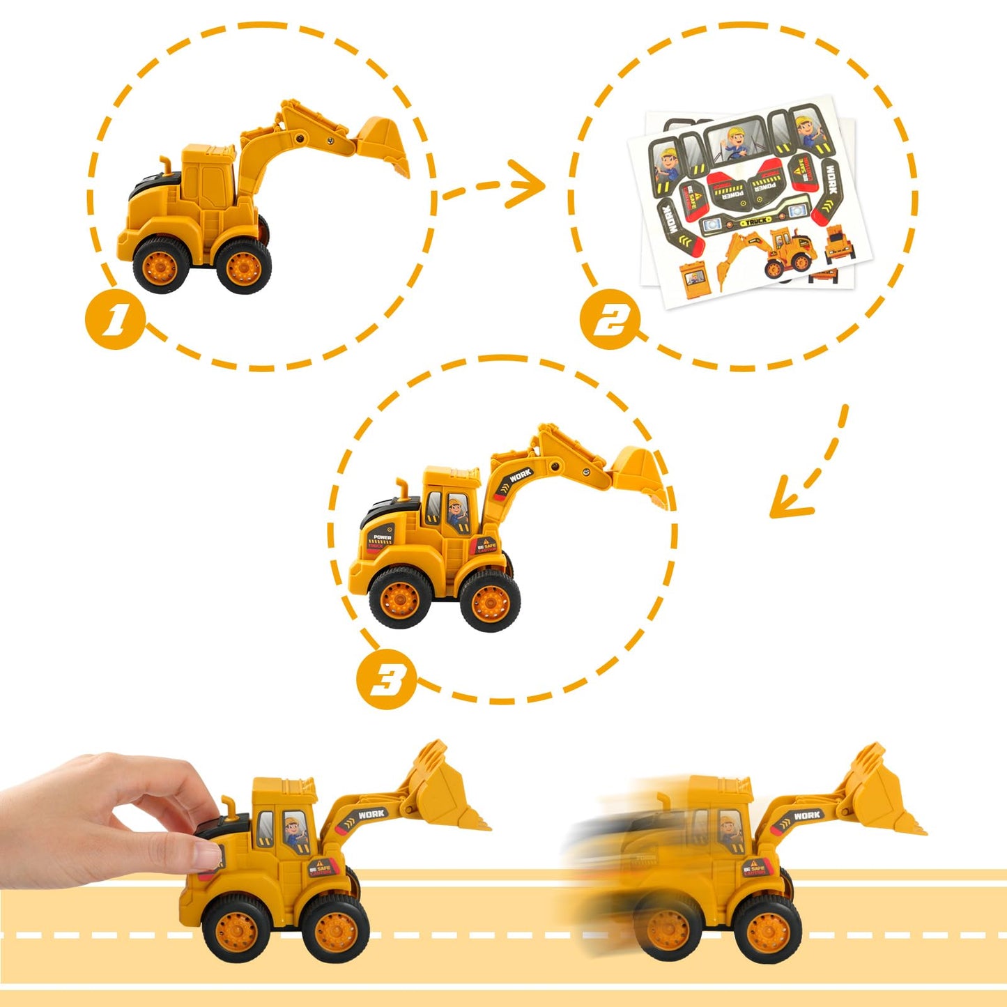Sand Construction Kit - Play Sand Art Kit with 7 Construction Truck, 2lbs Magic Sand, Castle Molds, Crane, Worker Figures and Road Signs, Construction