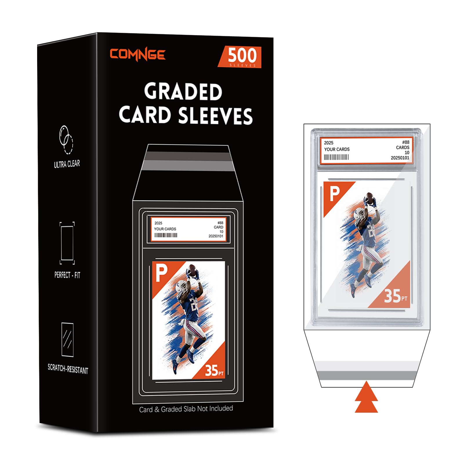 500ct PSA Slab Sleeves - Perfect Fit PSA Slab Sleeves for 35pt Graded Cards, Acid-Free Anti-Scratch Resealable Bag, Dust-Proof Ultra Clear Slab