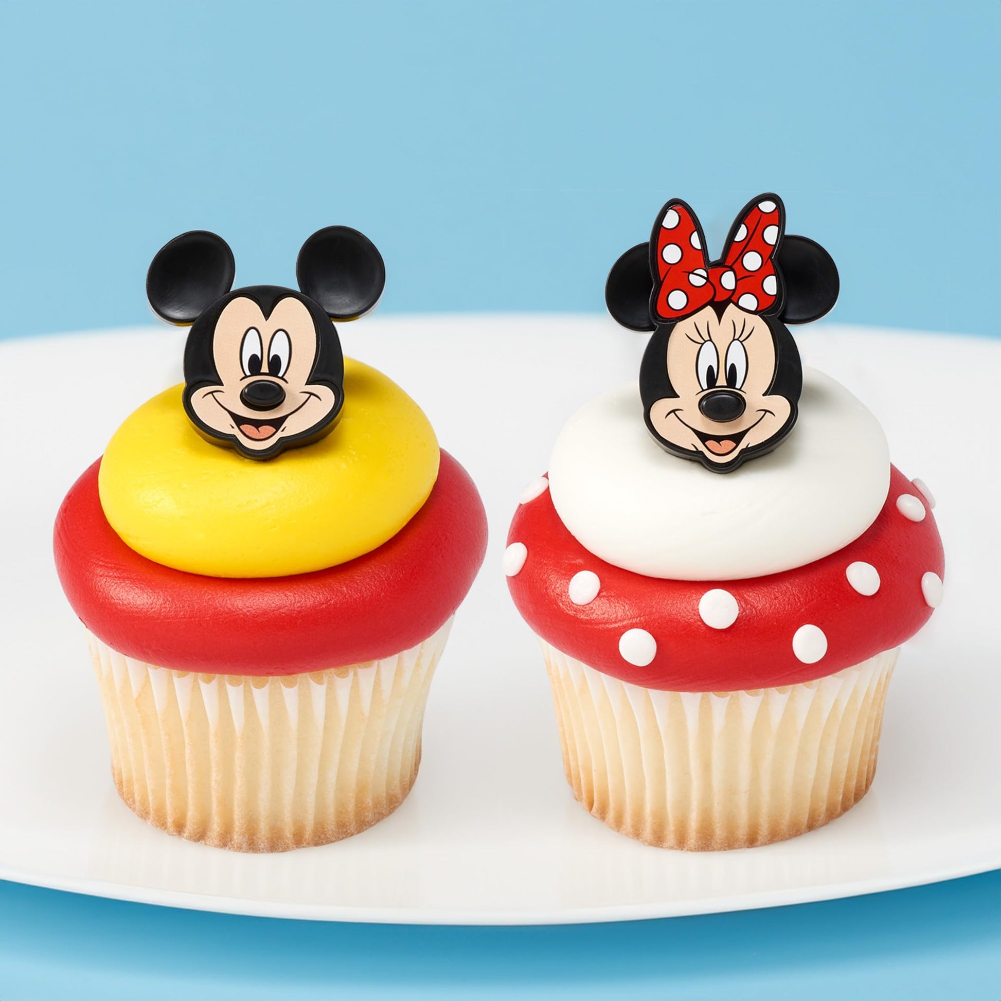 DecoPac Disney's Mickey Mouse and Minnie Mouse Rings, 24 Classic Disney Cupcake Decorations, Cake Toppers For Birthday, Parties, Celebrations - 24
