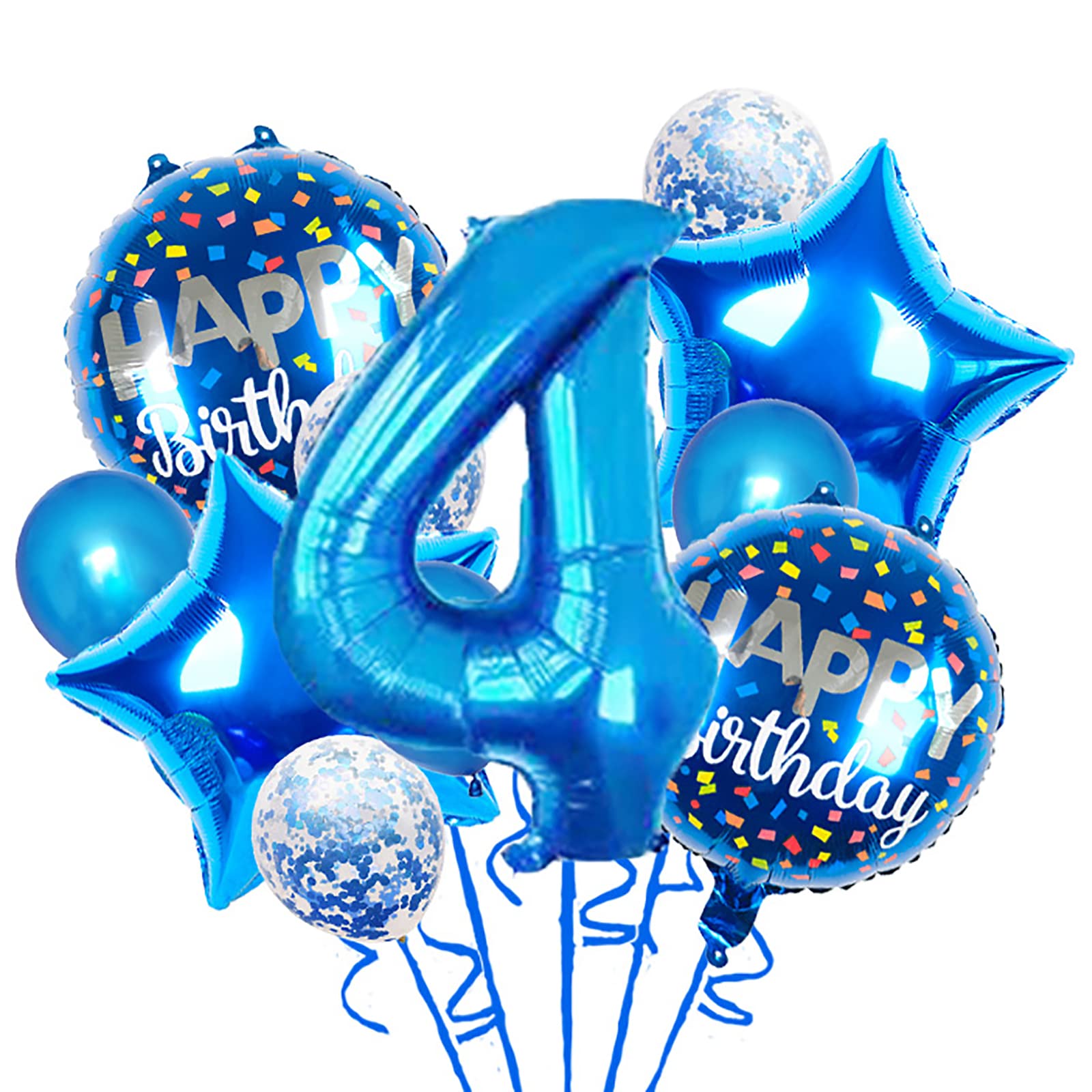 Balloons, 11 pcs Foil Balloons 4 year old for 4st Birthday Party Supplies Decoration? Confetti Balloon Kids Party Balloons Birthday Party Supplies 4