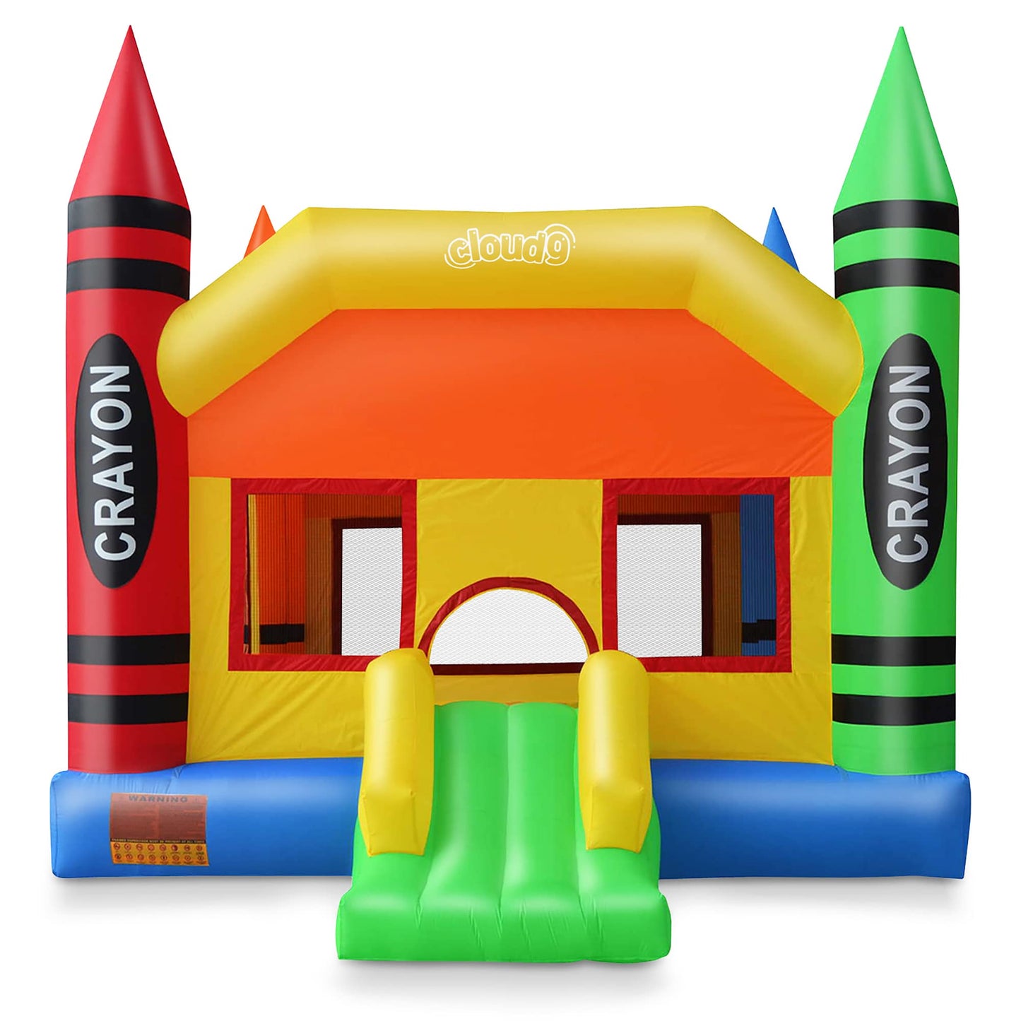 Cloud 9 Crayon Bounce House with Blower - Large Inflatable Bouncer for Kids with Slide